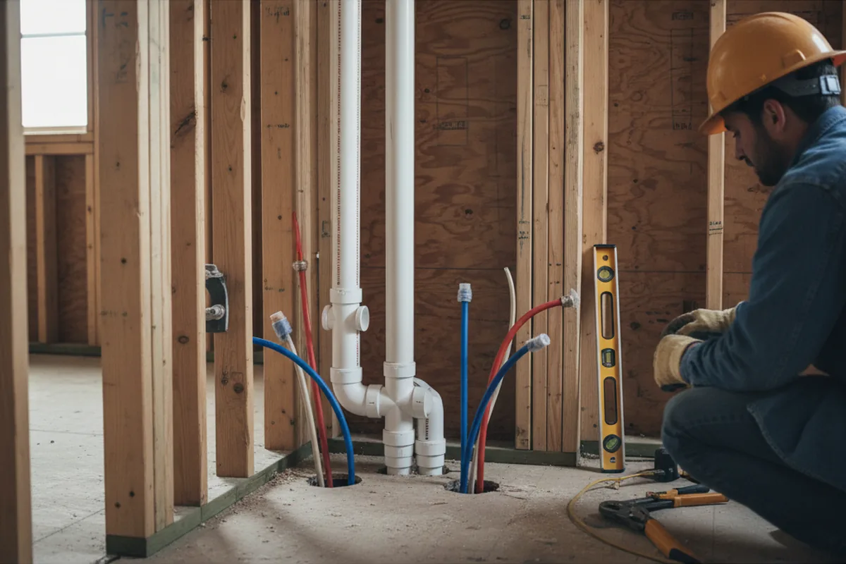Drain and supply rough-in during Garbage Disposal Repair in Newport